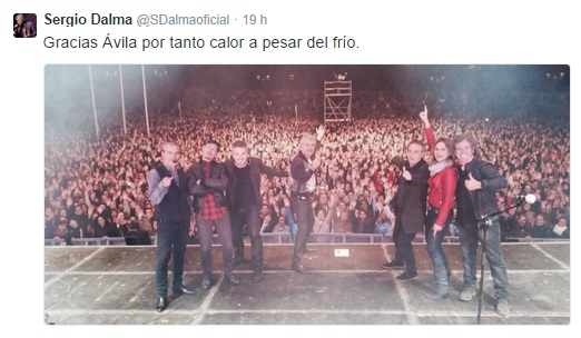 Sergio Dalma : 'Gracias Ávila por tanto calor a pesar del frío'