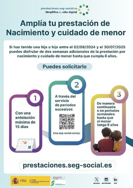 La Seguridad Social informa sobre la solicitud de dos semanas extra de permiso por nacimiento y cuidado de menor