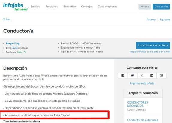 ¿Pero esto qué clase de oferta de empleo es?