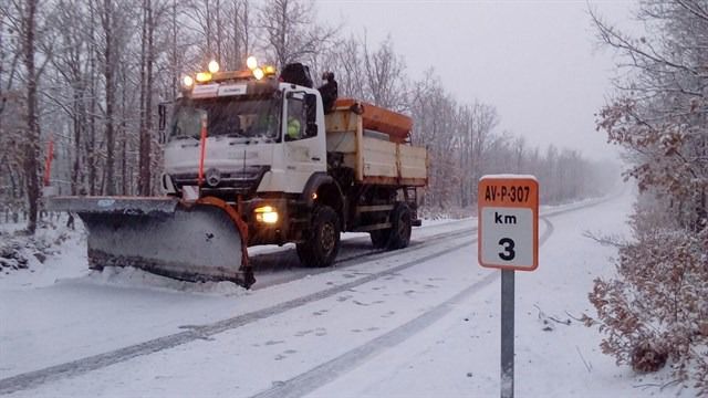 Intervención en una treintena de carreteras por la nieve en Ávila
