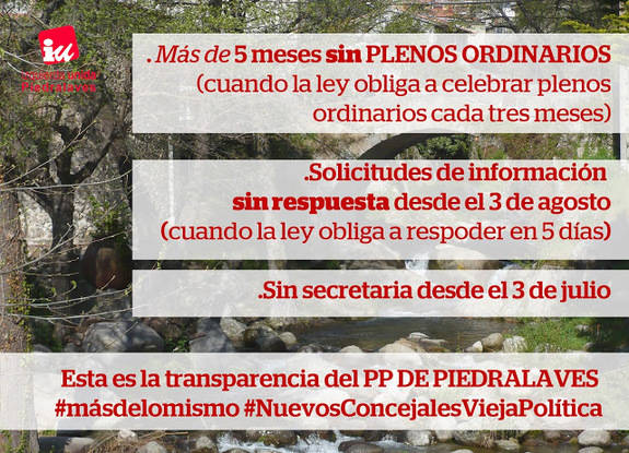 IU de Piedralaves denuncia el totalitarismo del gobierno municipal