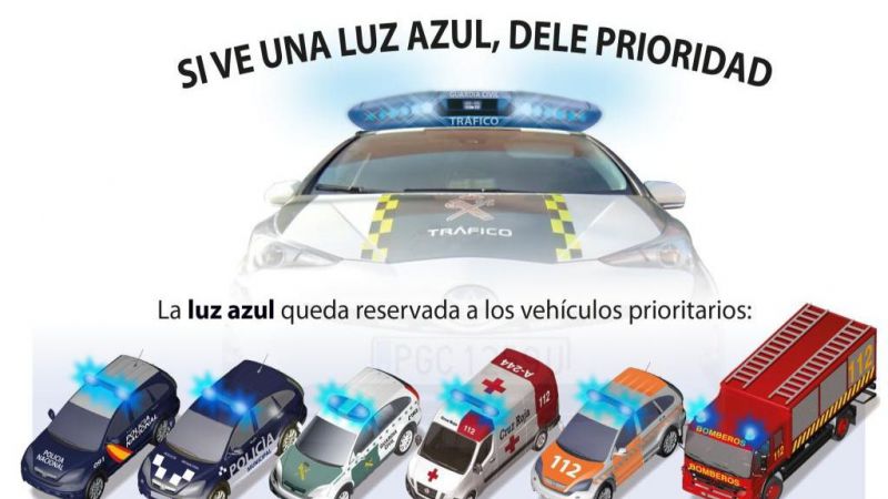 Los vehículos prioritarios en servicio de emergencia llevarán luces azules