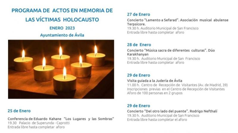 Ávila dedicará una semana de actividades al recuerdo de las víctimas del Holocausto