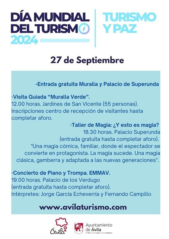 27 de septiembre: Así se celebrará el Día Mundial del Turismo en Ávila 27 de septiembre: Así se celebrará el Día Mundial del Turismo en Ávila