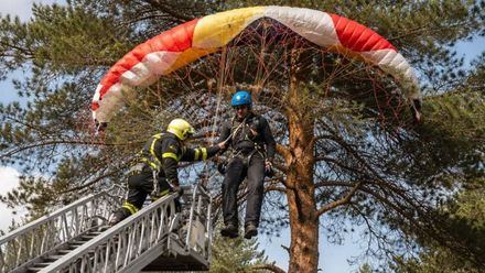 Rescatan a un parapentista atrapado en un árbol en Ávila