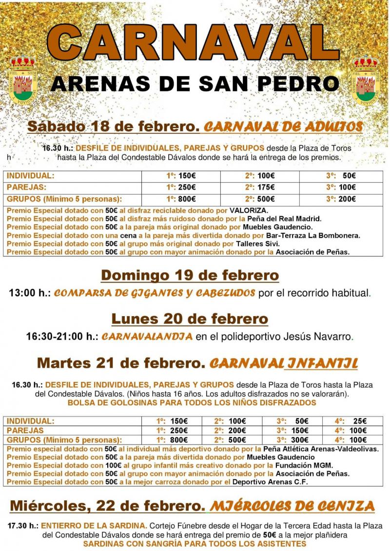 Arenas de San Pedro repartirá más de 5.000 euros en los carnavales de 2023