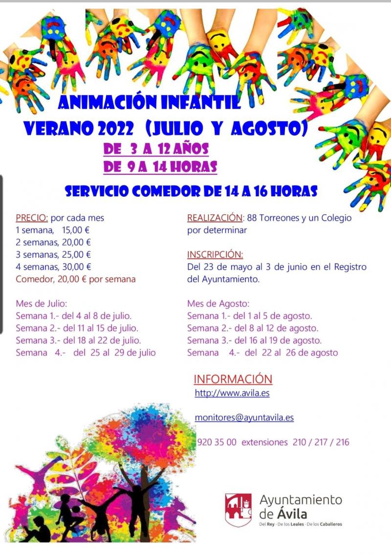 Programa de actividades de Animación Infantil del Ayuntamiento de Ávila para este verano