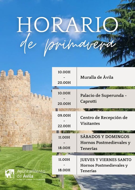 Nuevo horario de primavera en los monumentos y edificios turísticos de Ávila