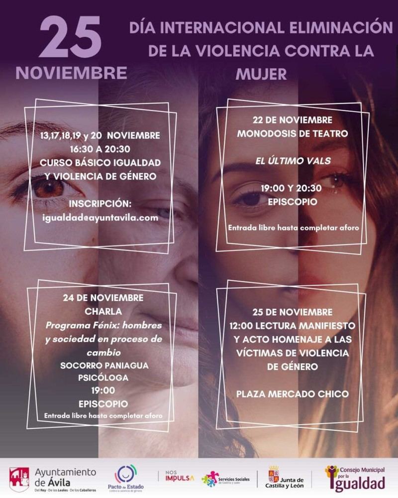 Ávila organiza actividades para el Día Internacional de la Eliminación de la Violencia contra la Mujer