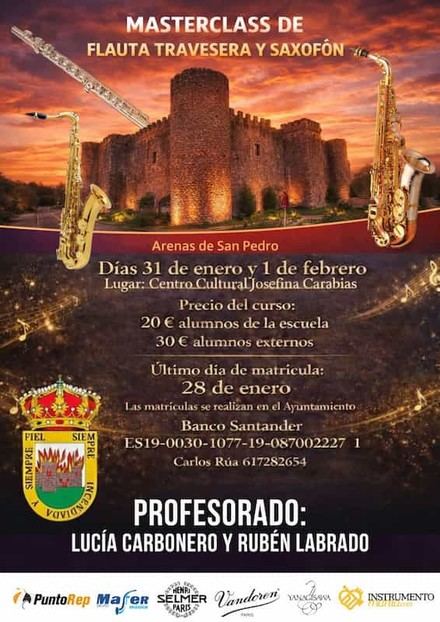 Masterclass de flauta y saxofón en Arenas de San Pedro a finales de enero