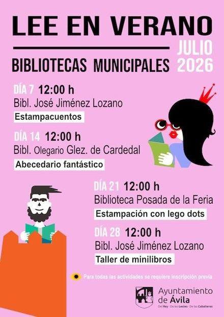 Talleres de lectura para niños en las bibliotecas de Ávila este verano