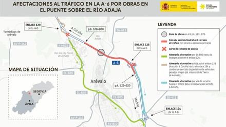 Corte de la A-6 en Arévalo por obras en el puente sobre el Adaja desde este martes