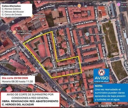 Interrupción del suministro de agua en varias calles de Ávila