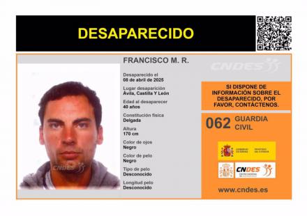 Desaparece un hombre de 40 años en Ávila desde el 8 de abril