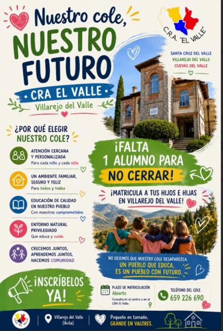 El CRA de Villarejo busca un alumno para evitar su cierre