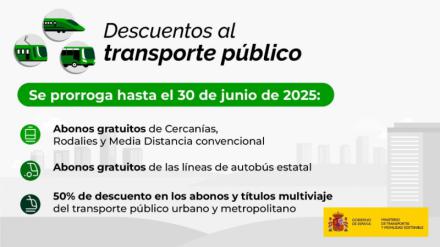 El Gobierno extiende los descuentos del transporte público hasta junio de 2025