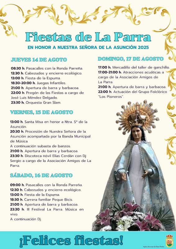 Celebración de las Fiestas Patronales en La Parra por Nuestra Señora del Rosario
