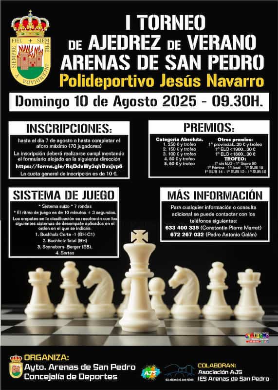 Se lanza el primer torneo de ajedrez veraniego en Ávila