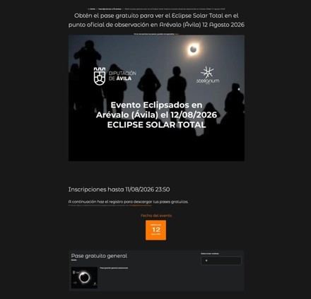 Stellarium emite más de 3.500 pases gratuitos para el eclipse solar en Arévalo