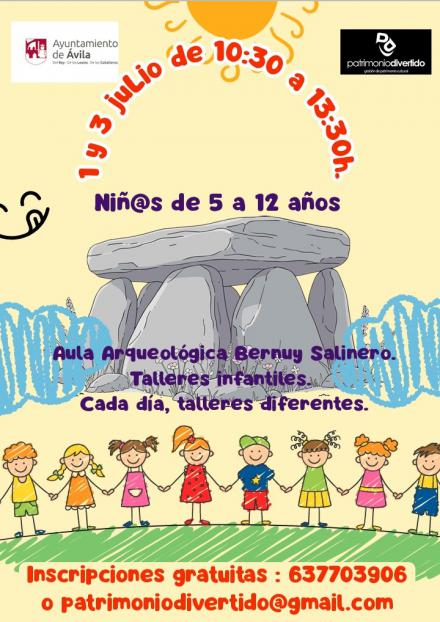 Taller infantil en el Aula Arqueológica del dolmen de Bermuy en julio