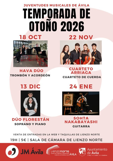 Juventudes Musicales inicia su temporada de otoño con cuatro conciertos en Ávila