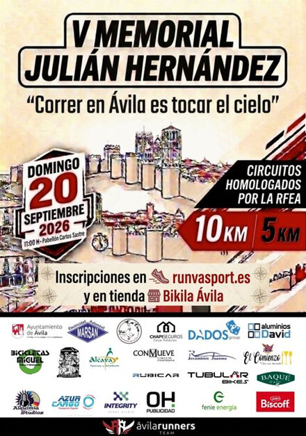 El V Memorial Julián Hernández se correrá el 20 de septiembre en Ávila